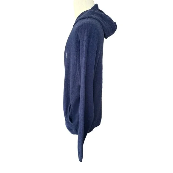 Holderness & Bourne Wallace Sweater Mens L Heathered Navy Egyptian Cotton Hooded - Picture 2 of 8